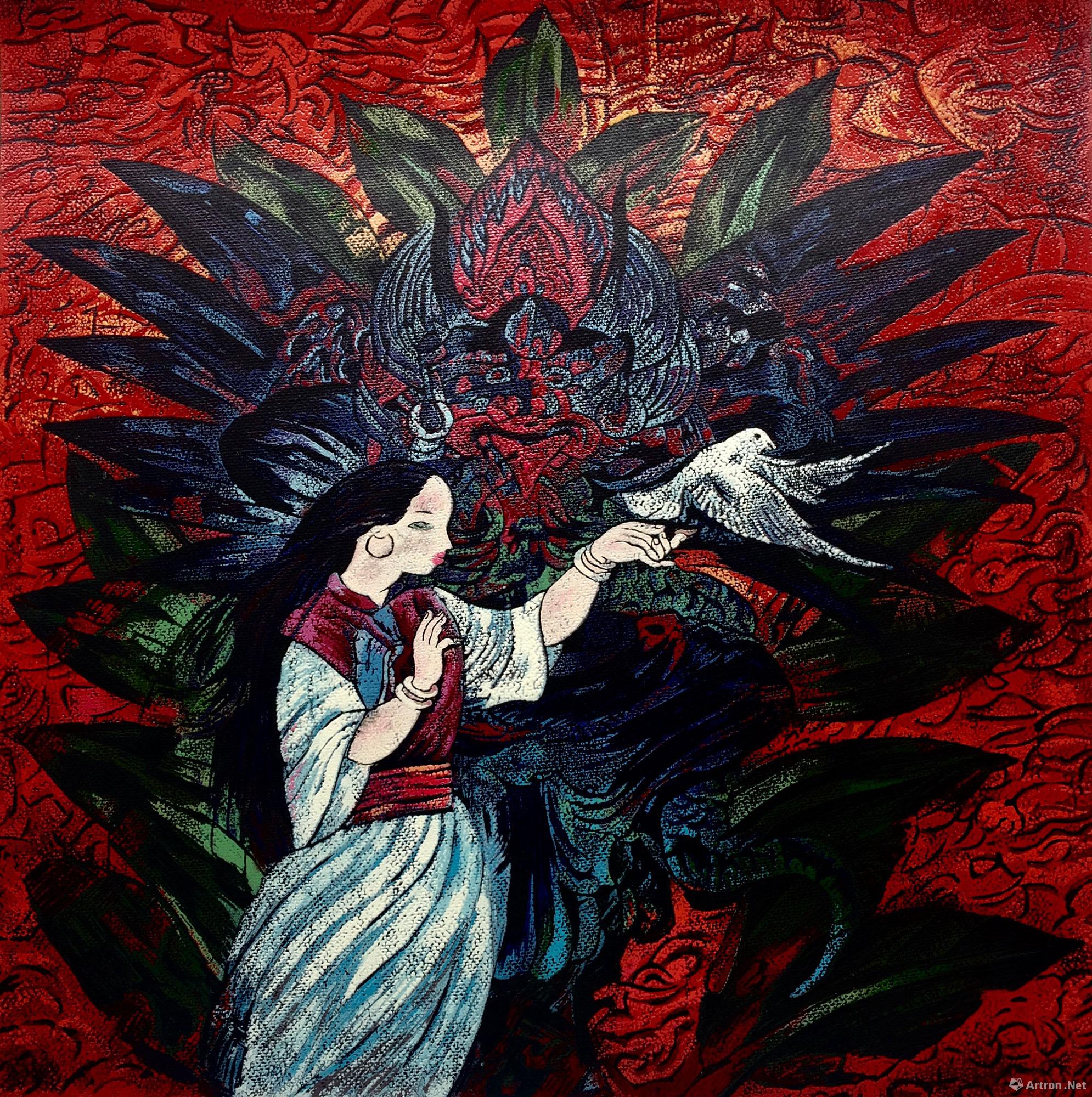 《大鹏鸟》  和家祥 49x58cm 2017年 绝版木刻