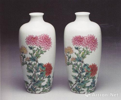 森洋作品 彩瓷牡丹紋香炉