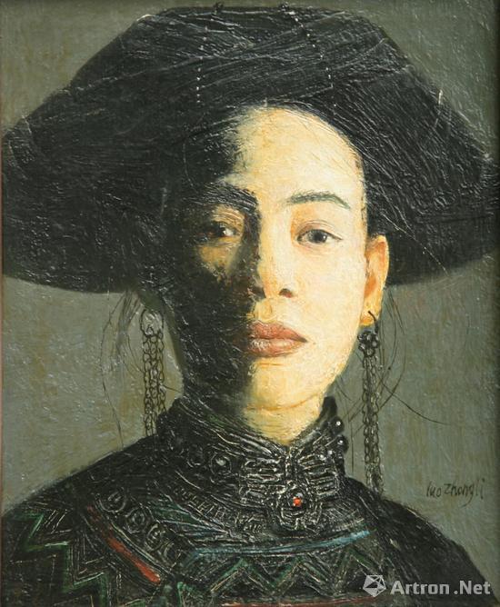 罗中立《四川彝族少女》25×20cm 木板油画 1988